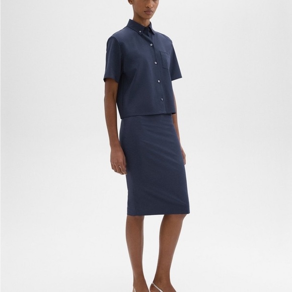 Theory Navy Blue Good Wool Stretch Skirt – Size 6 - Picture 2 of 8